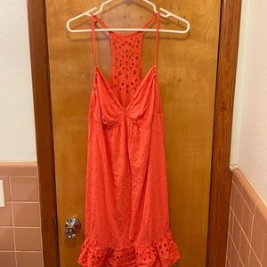 Coral eyelet detail sundress